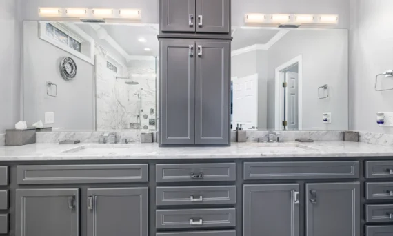 gray themed bathroom with marble countertop 570x342 - Kitchener's Bathroom Vanity Market Is Splitting Into Two Distinct Price Tiers in 2026