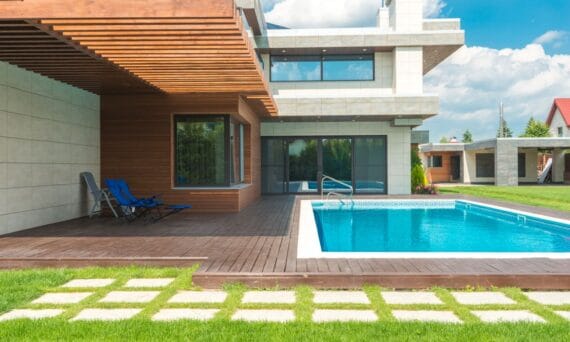 luxury villa with pergola and pool 570x342 - Las Vegas's Useless-Grass Deadline Is Sending Homeowners Toward Pergolas and Patio Covers